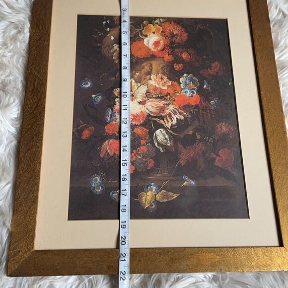 Vintage Matted and Framed Floral Print by Jan Bruehel named “Flowers in a Vase.” - Picture 9 of 16